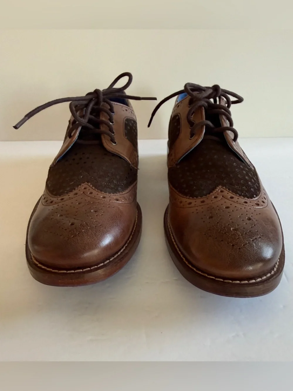Ted Baker CASSIUSS3 Brown Leather Suede Wingtip Brogue Oxford Shoes Men's US 9